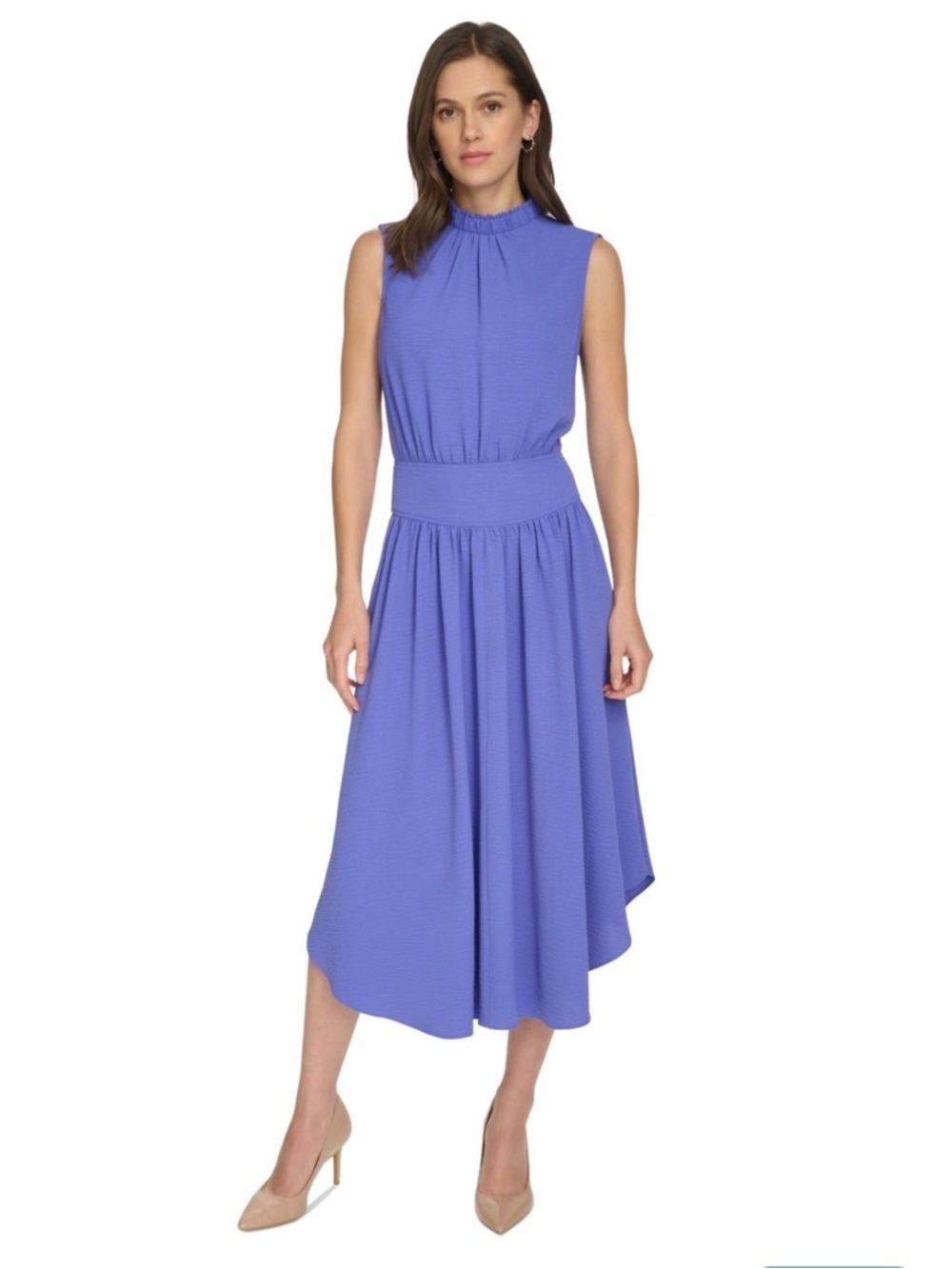Calvin Klein Lilac Sleeveless A-Line Midi Dress Women’s Size 10 NWT Tie Neck